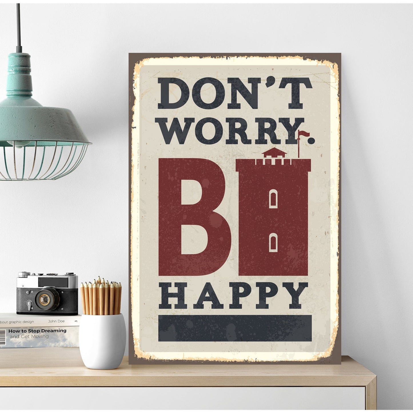Blechschild - Dont Worry BI Happy 20x30cm
