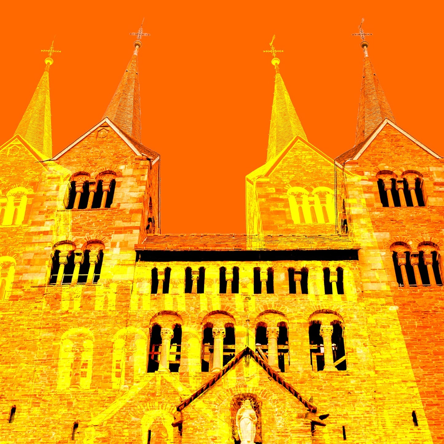 Acrylglasbild - Höxter Abtei Corvey Orange