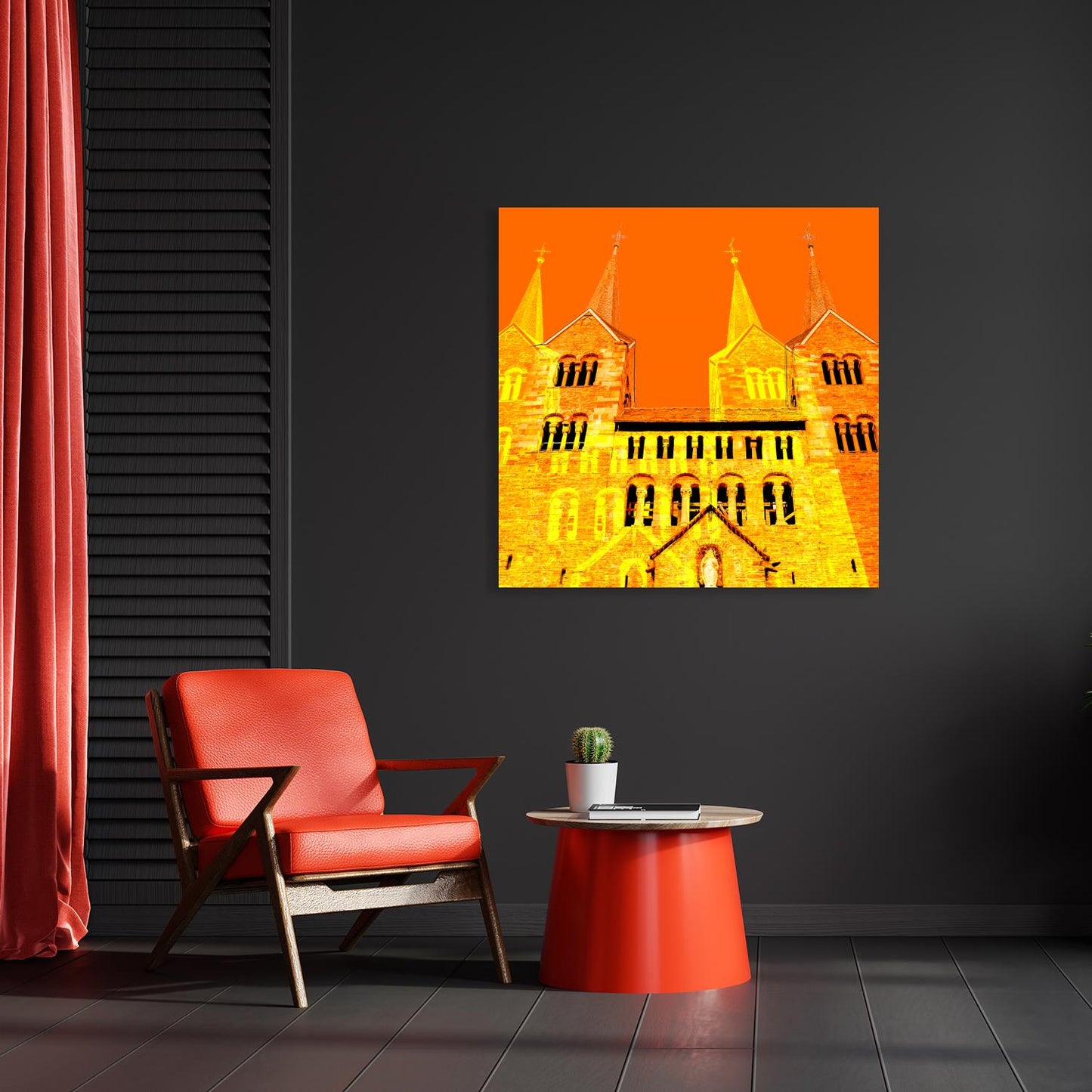 Acrylglasbild - Höxter Abtei Corvey Orange