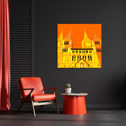 Acrylglasbild - Höxter Abtei Corvey Orange