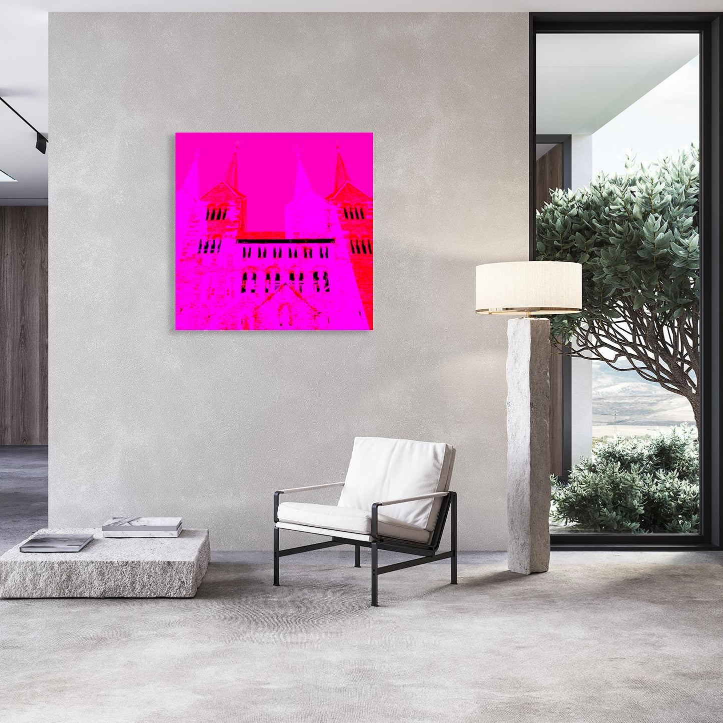 Acrylglasbild - Höxter Abtei Corvey Pink