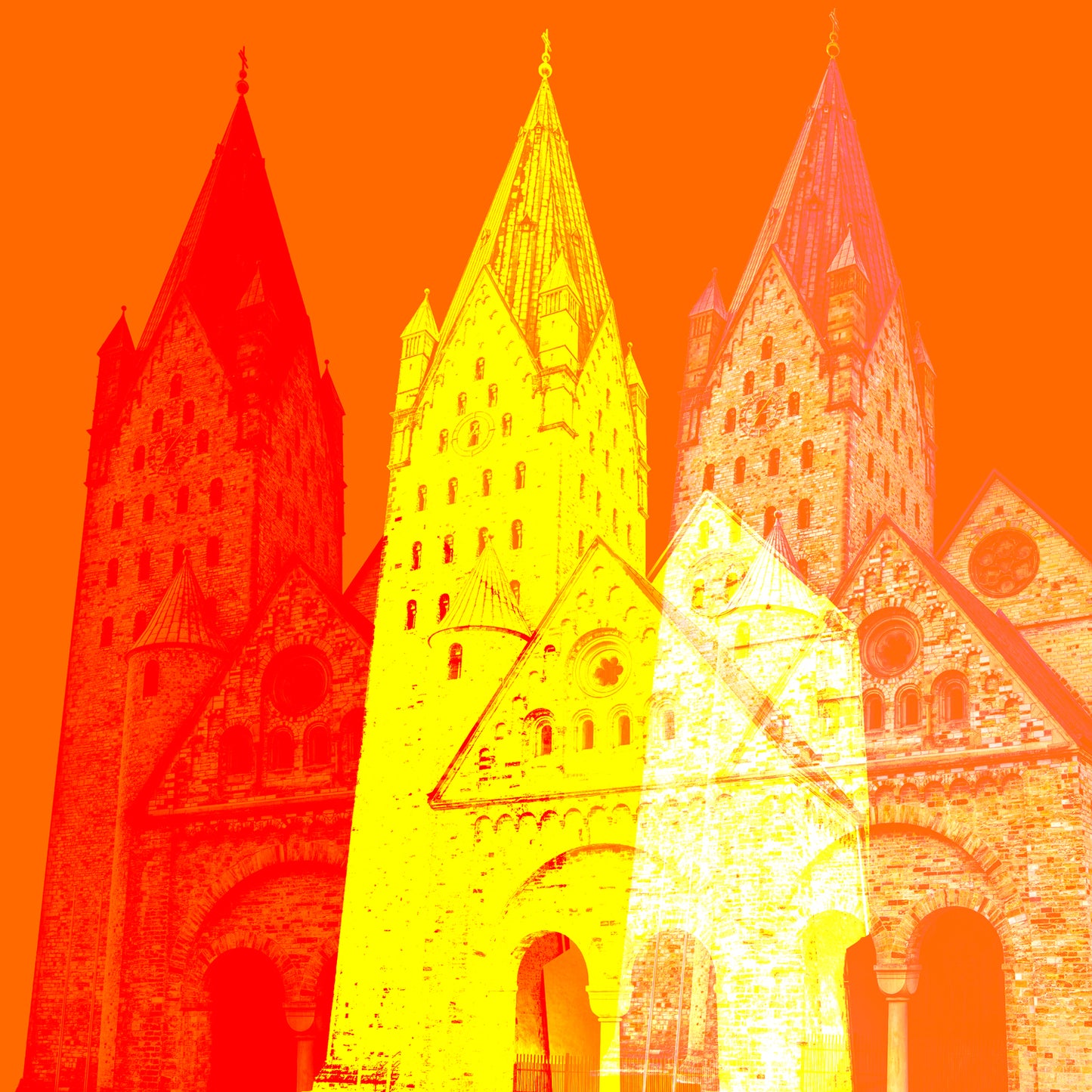 Acrylglasbild - Paderborn Dom Orange