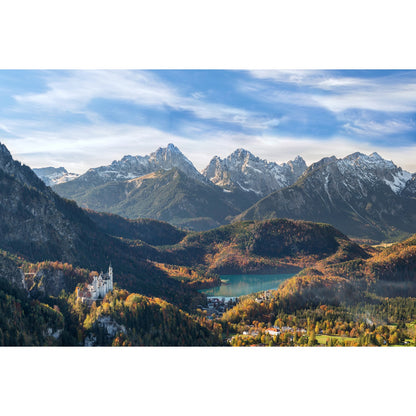 Acrylglasbild - Schloss Neuschwanstein im Herbstpanorama