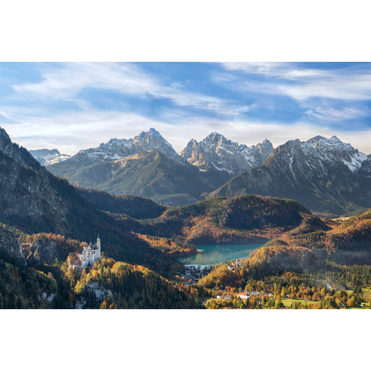 Acrylglasbild - Schloss Neuschwanstein im Herbstpanorama
