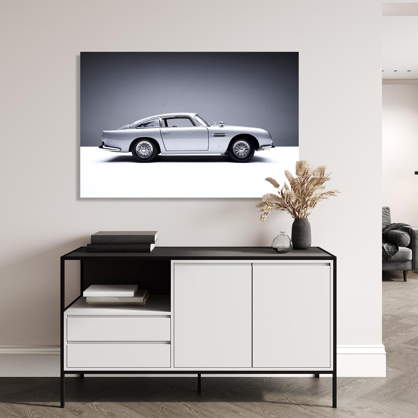 Aluminum picture - Silver vintage car