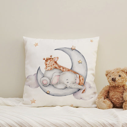 Kissenbezug - Kleine Giraffe und Elefant