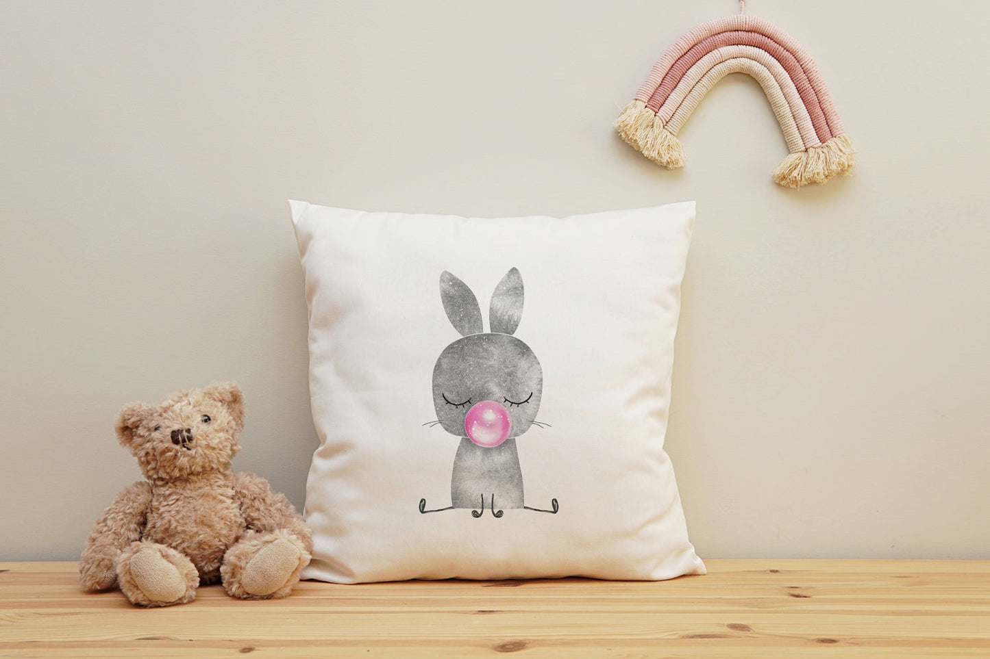 Kissenbezug - Hase mit Kaugummi