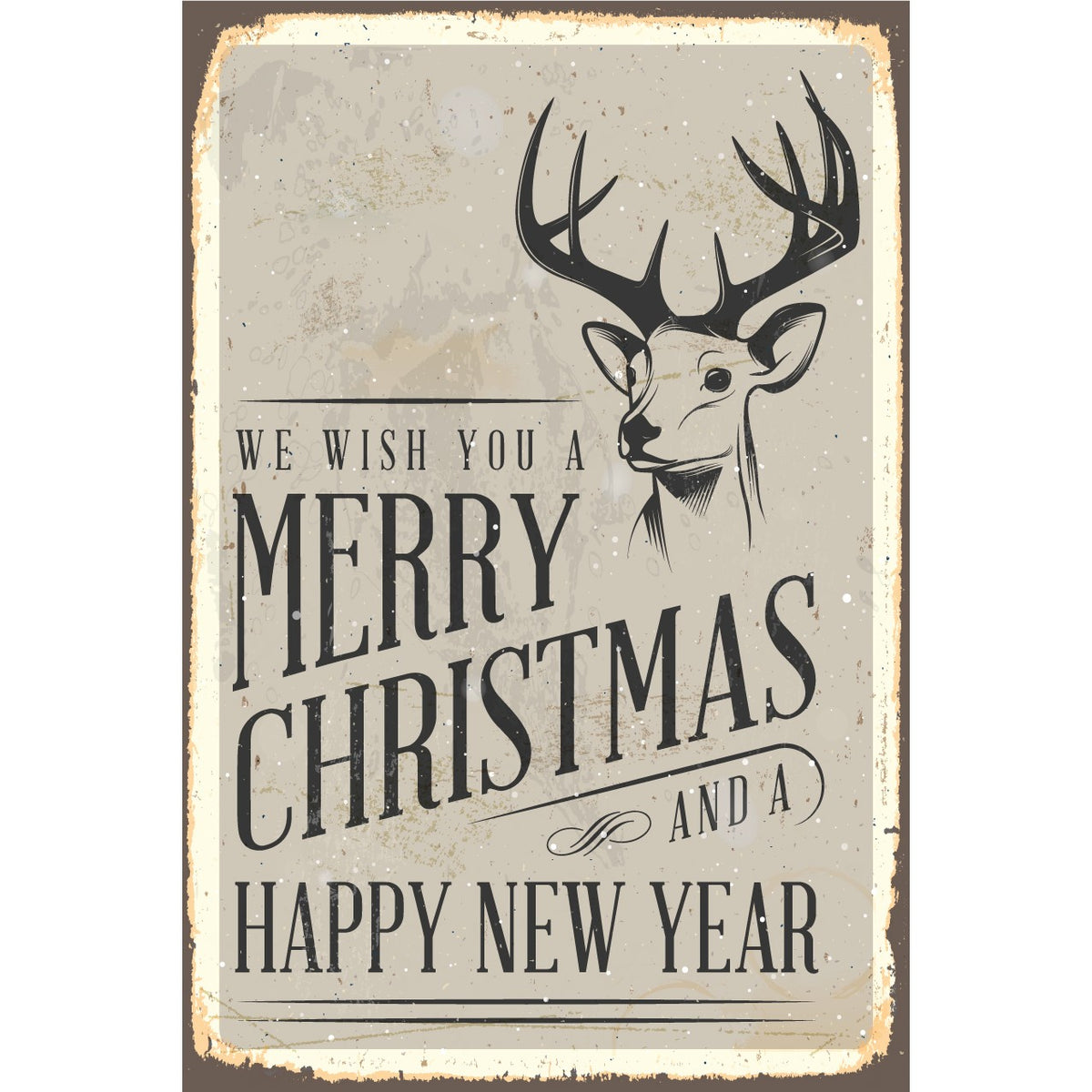 Blechschild - Merry Christmas Hirsch Vintage