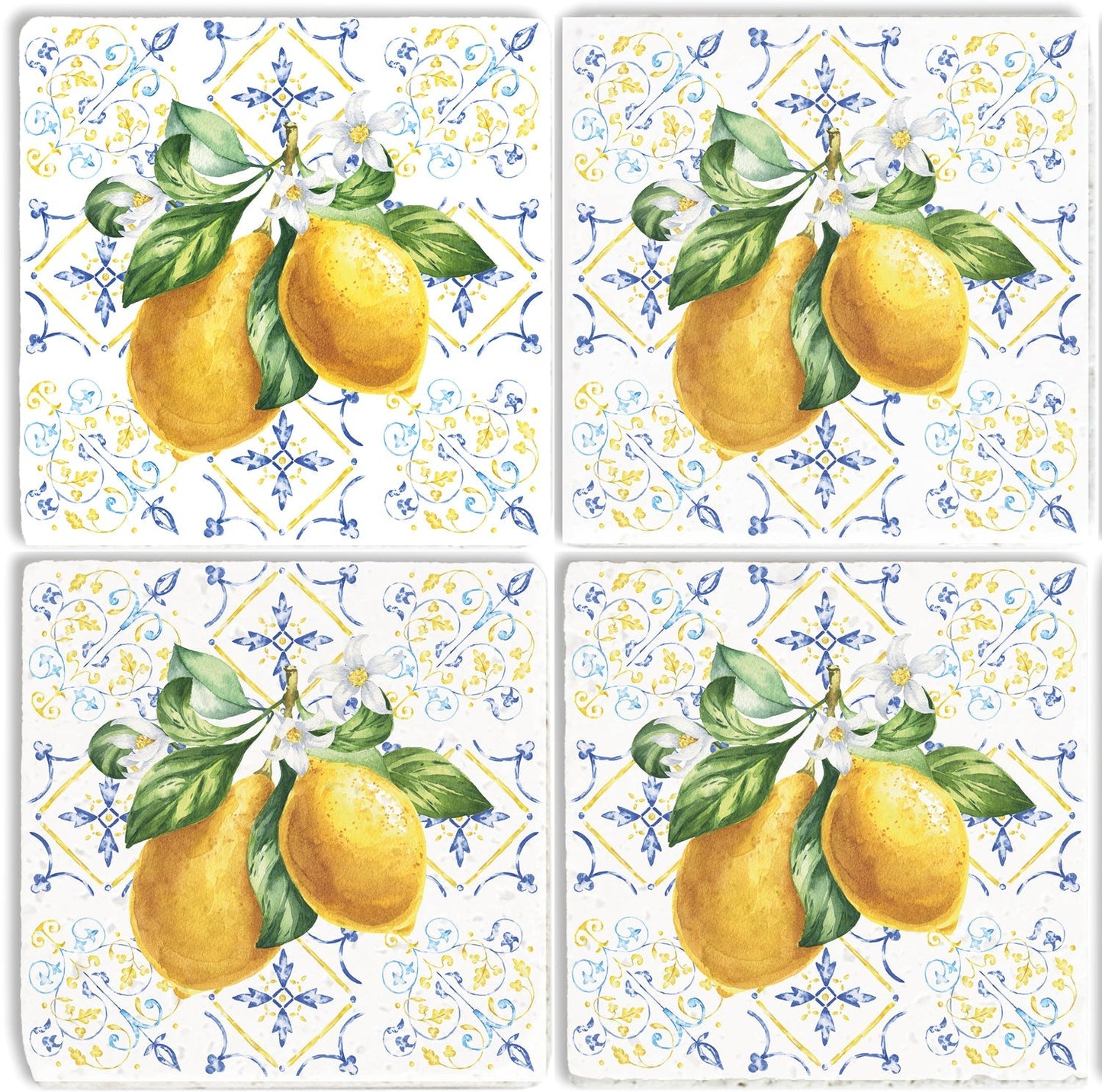 Steinuntersetzer-Set - Italienische Zitrone