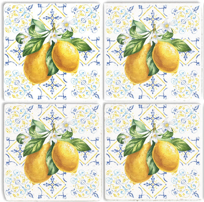 Steinuntersetzer-Set - Italienische Zitrone
