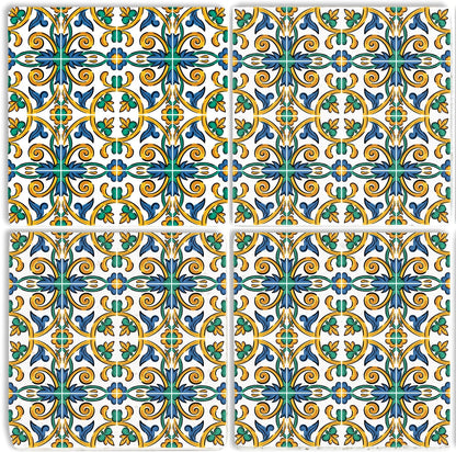 Steinuntersetzer-Set - Blaue und Grüne Ornamente