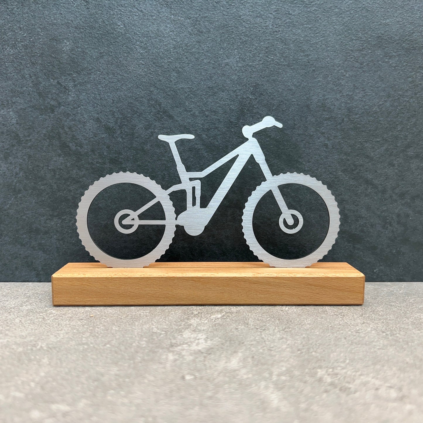"Mountain bike" on a wooden base