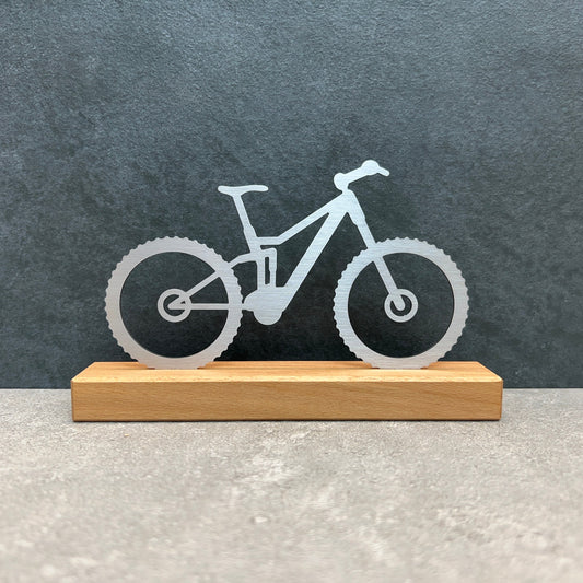 "Mountain bike" on a wooden base