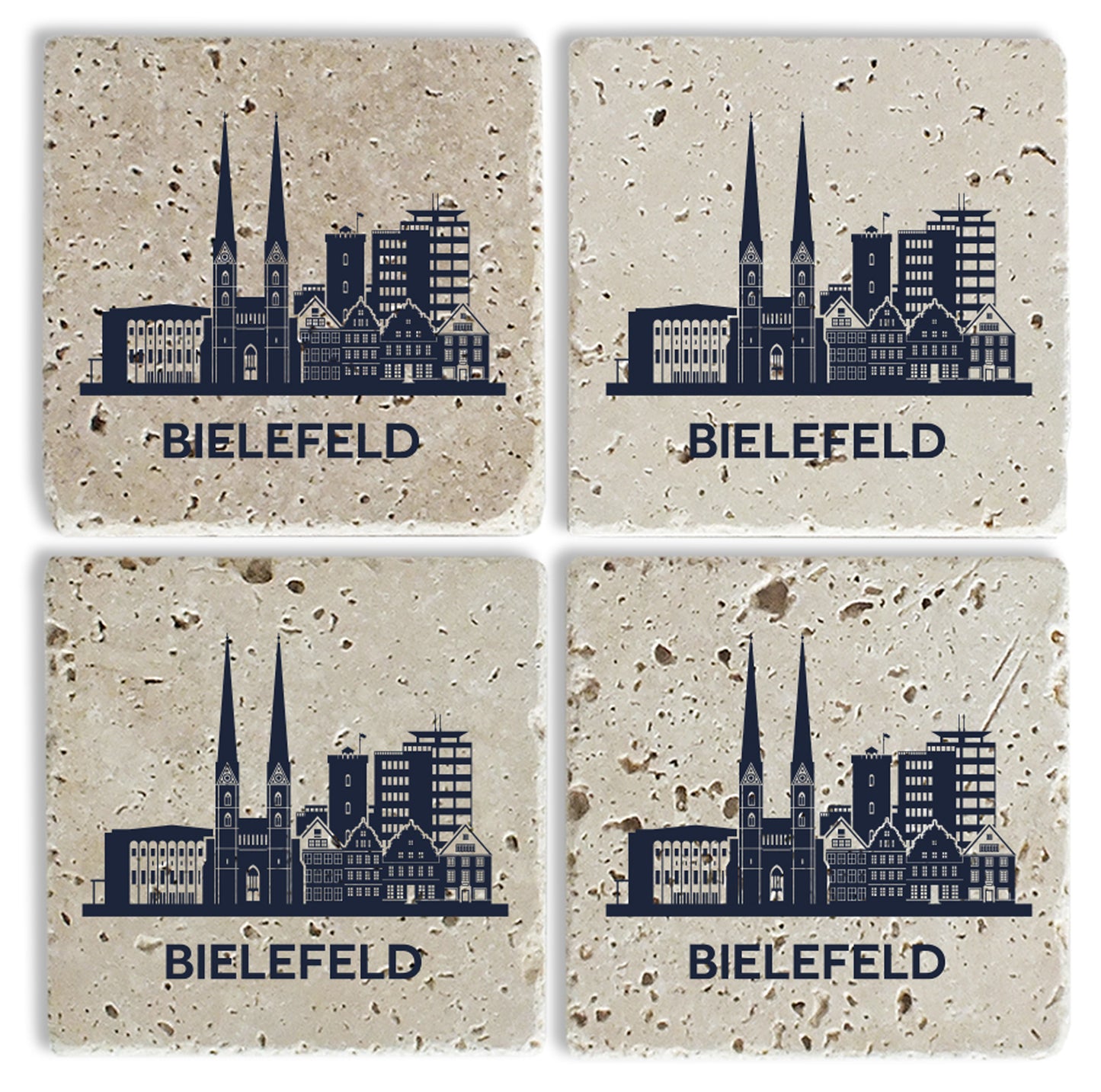 Steinuntersetzer-Set - Bielefeld Silhouette