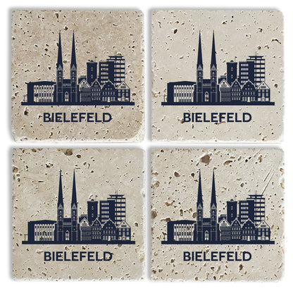 Steinuntersetzer-Set - Bielefeld Silhouette