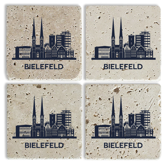 Steinuntersetzer-Set - Bielefeld Silhouette