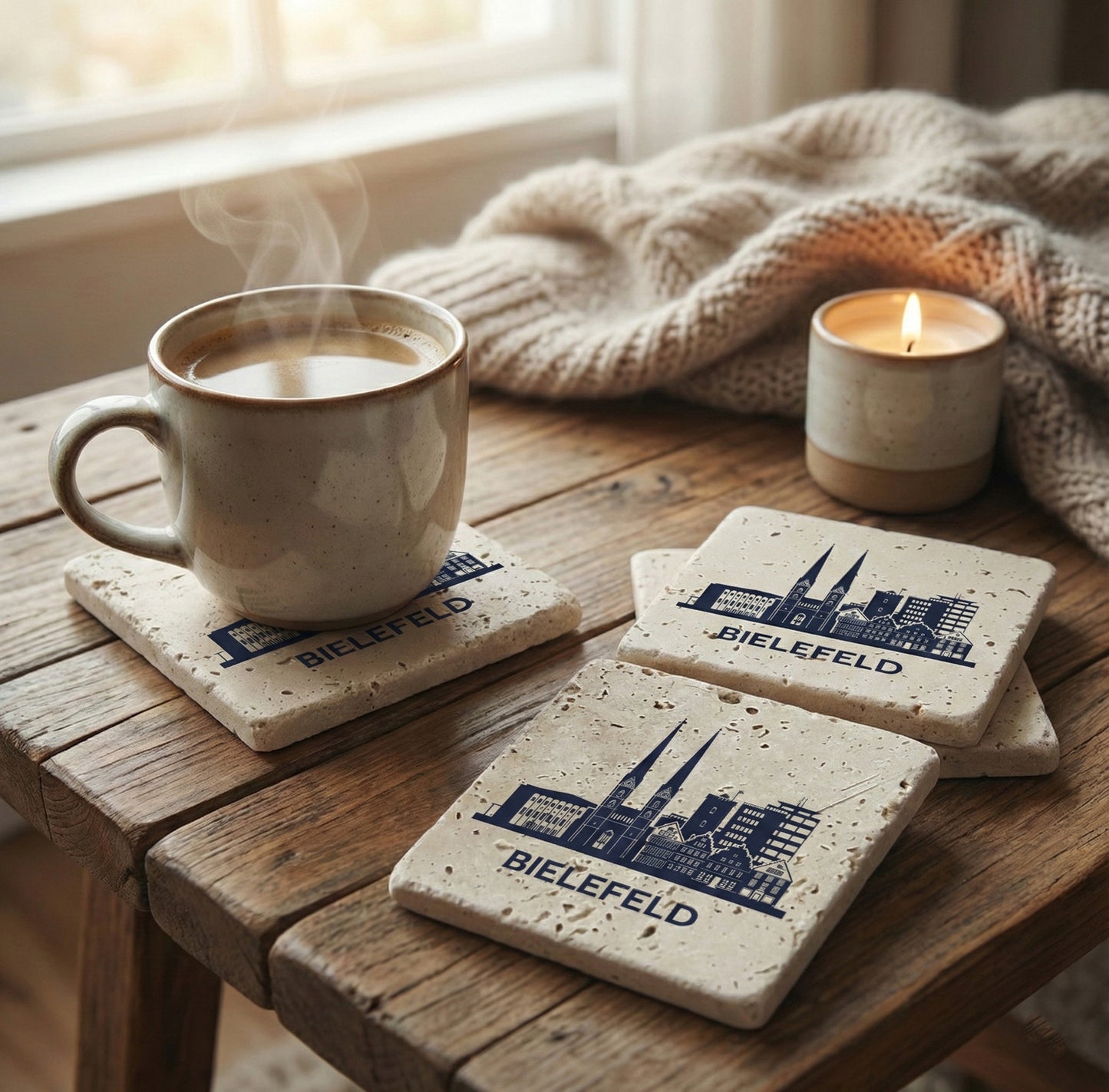 Steinuntersetzer-Set - Bielefeld Silhouette