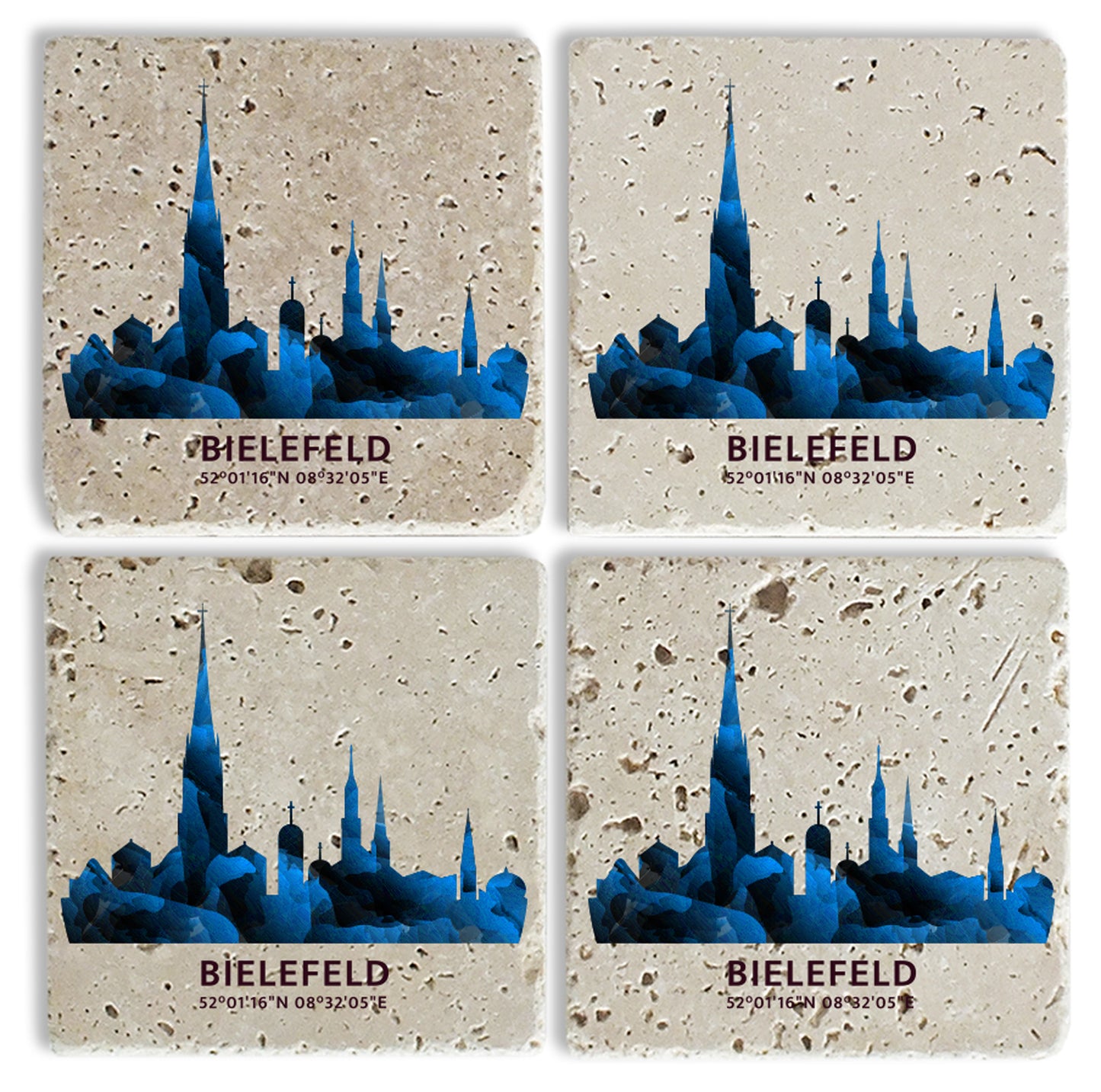 Steinuntersetzer-Set - Bielefeld Koordinaten