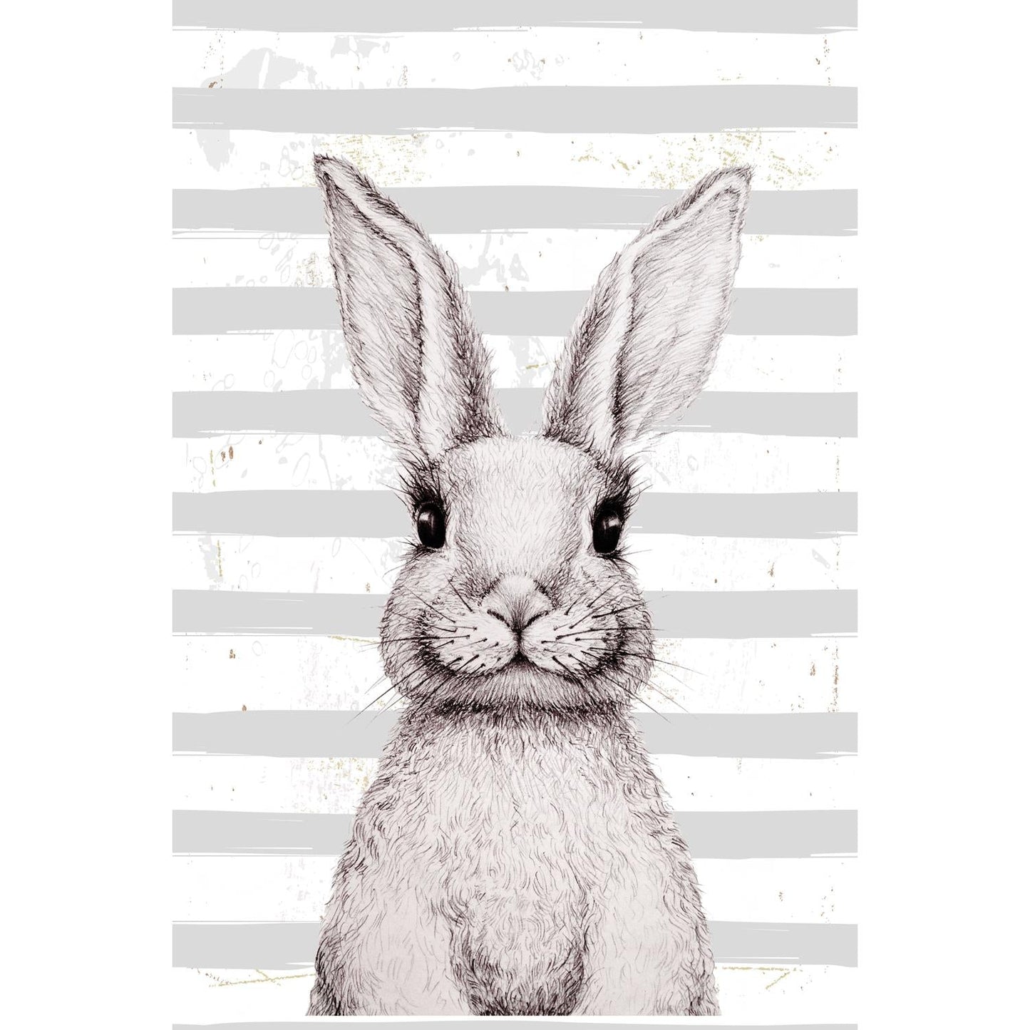 Blechschild - Weißer Hase mit Streifen
