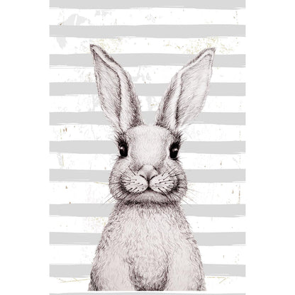 Blechschild - Weißer Hase mit Streifen