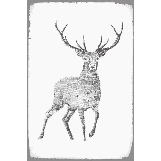 Blechschild - Stehender Hirsch Retro-Look