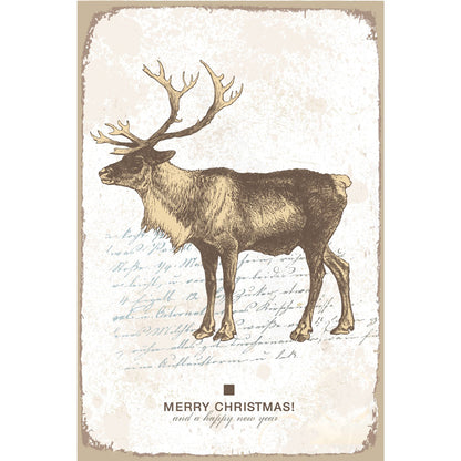 Blechschild - Rentier Weihnachtsgruß Retro