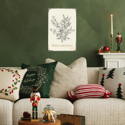 Blechschild - Merry Christmas Mistelzweig Vintage
