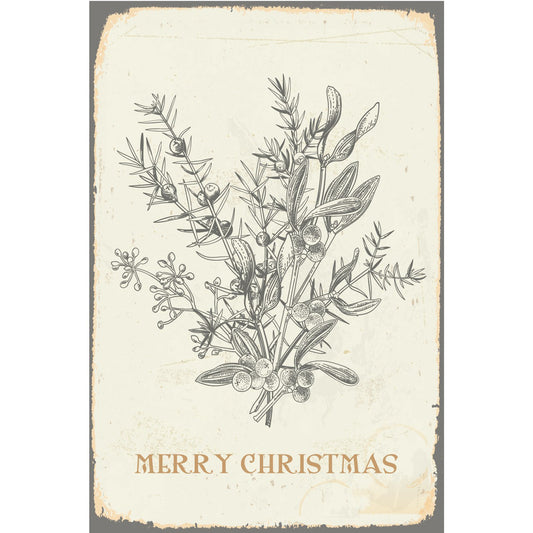 Blechschild - Merry Christmas Mistelzweig Vintage
