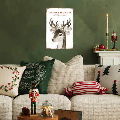 Merry Christmas Rentier Aquarell Retro