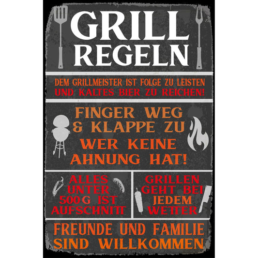 Metal sign - Grilling rules