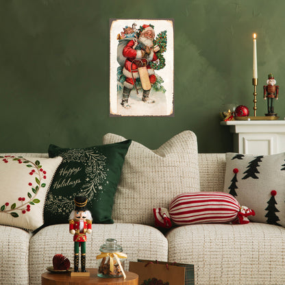 Blechschild - Weihnachtsmann mit Spielzeugsack Klassisch