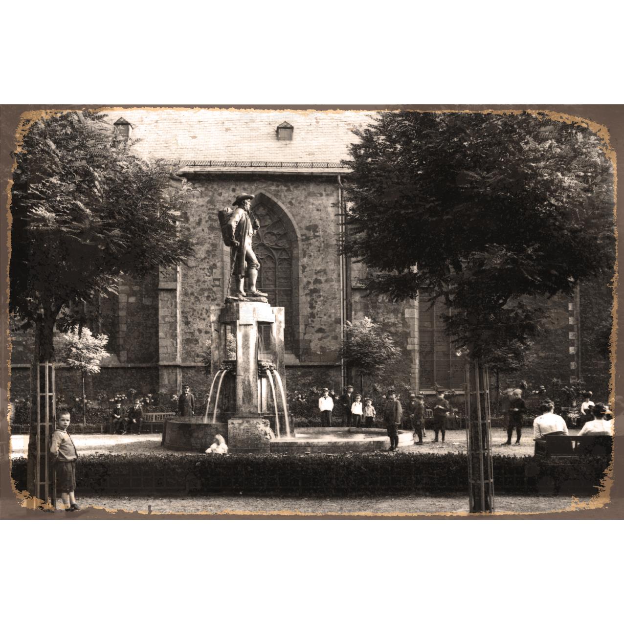 Blechschild - Leineweberbrunnen