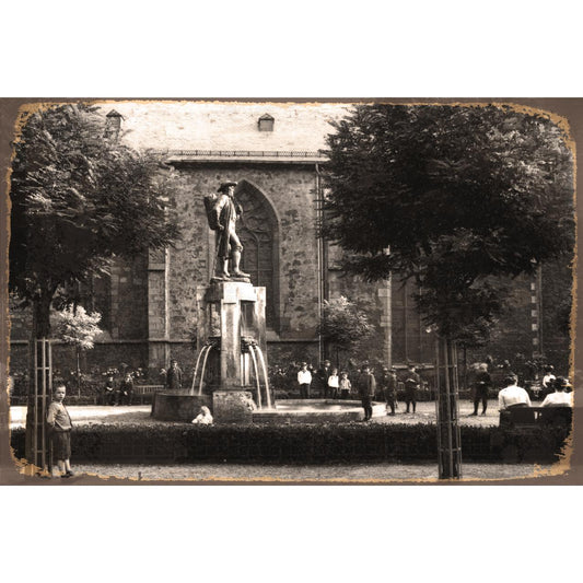 Blechschild - Leineweberbrunnen